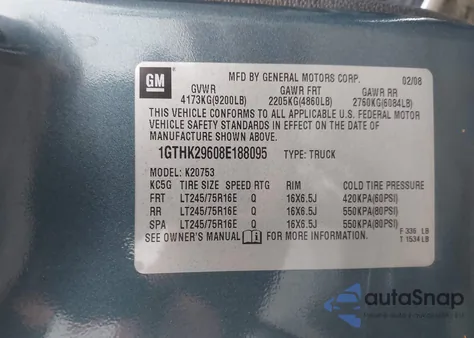 2008 GMC Sierra 2500Hd Sle1 from USA, damaged, VIN 1GTHK29608E188095